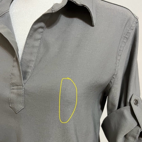 McCulley’s (Highlands, NC) roll tab sleeve collared shirt dress. Gray XS - Picture 8 of 16
